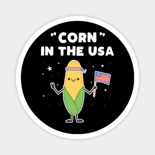 Funny Corn in the USA 4th of July Vegetable Patriot Pun Magnet